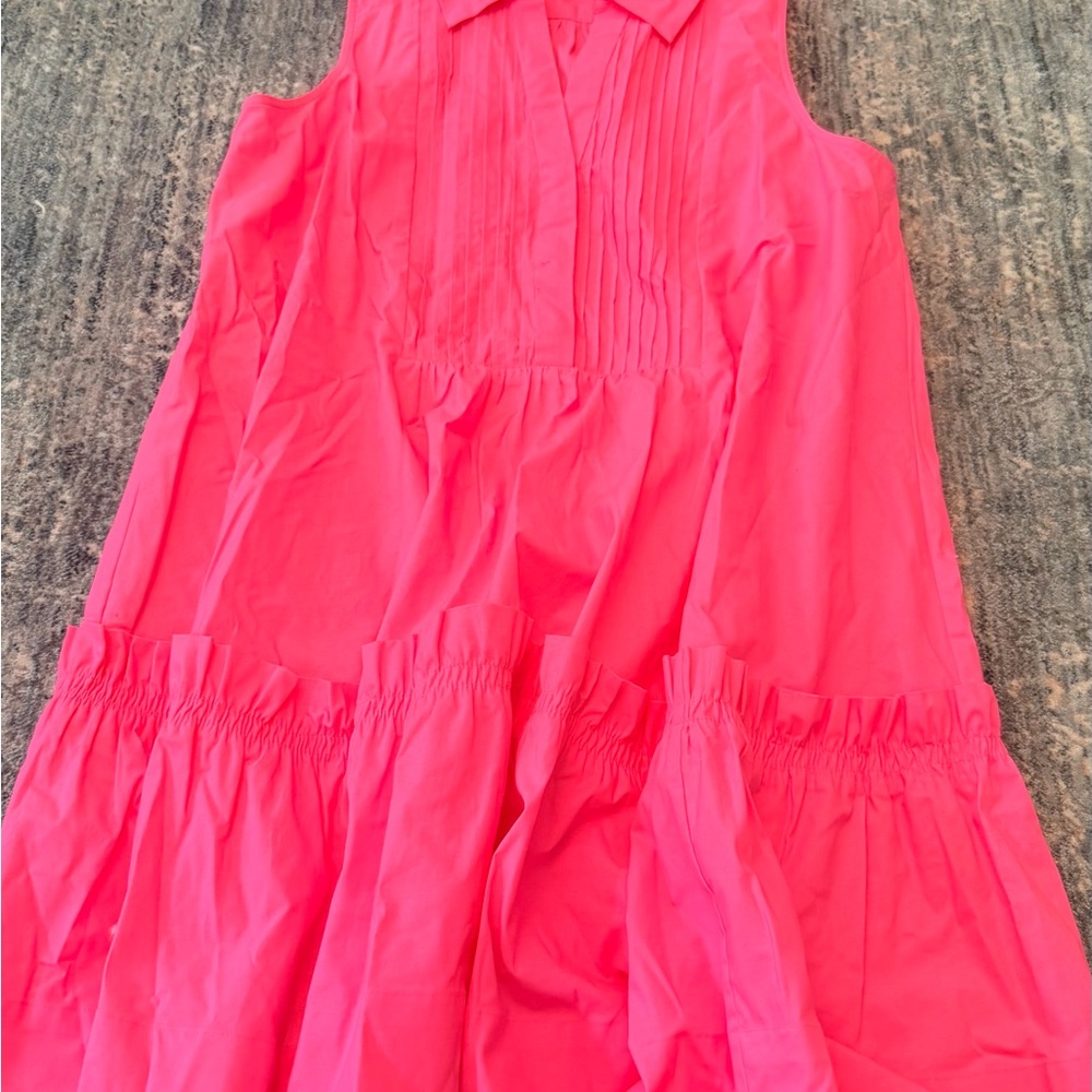 Lilly Pulitzer Bright Pink Sleeveless Pleated Tiered Dress